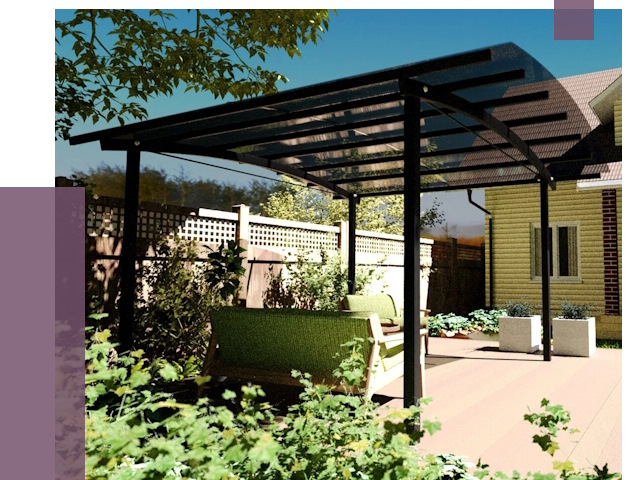 Навесы для террасы в Старом Осколе от 12899 руб. под ключ | ПРОЛЁТ-Срк