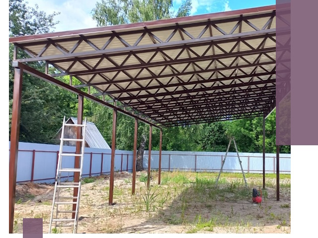 Односкатные навесы под ключ в Старом Осколе — изготовление и монтаж