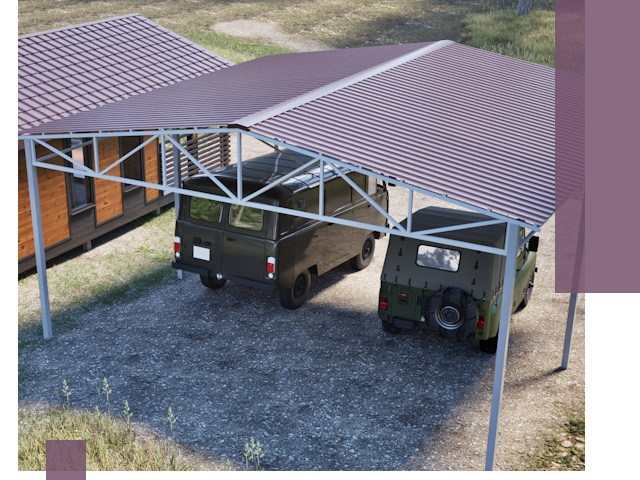 Двускатные навесы под ключ в Старом Осколе — изготовление и монтаж